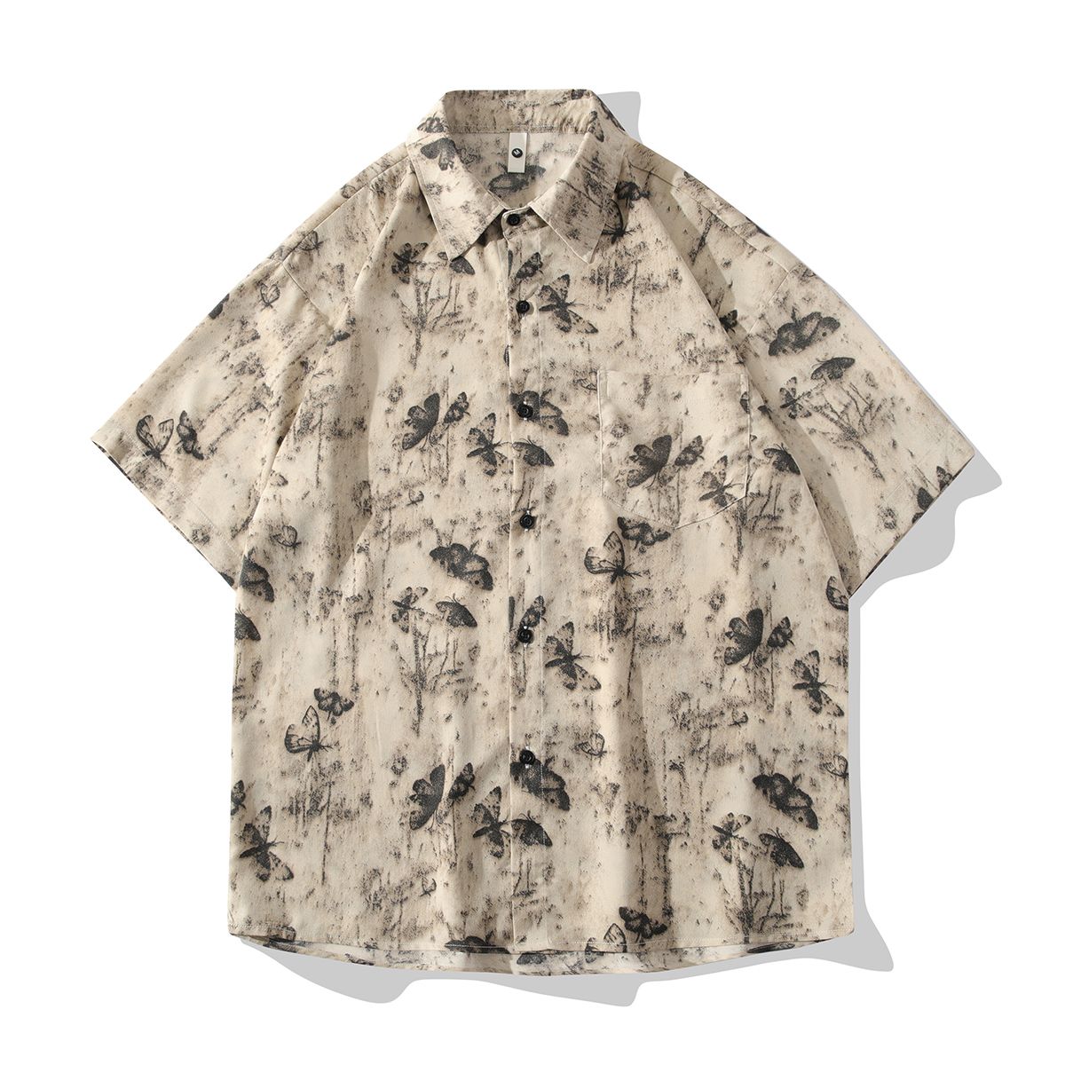 Summer shirt ice feeling short sleeved floral shirt men's loose casual shirt