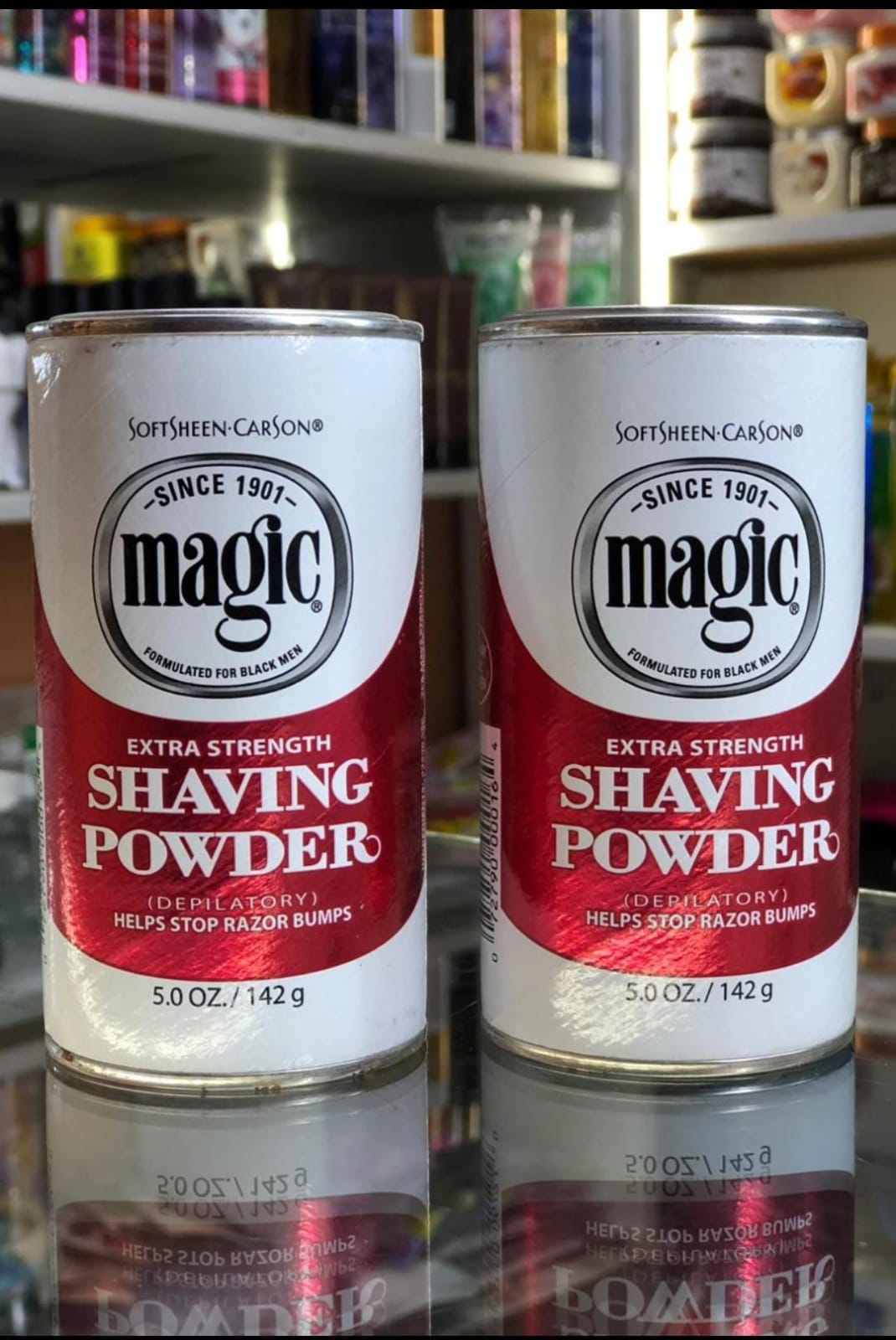 Magic Shaving Powder Extra Strength. A shaving powder (depilatory) formulated for black men to help stop razor bumps. Provides a clean, shave that lasts up to few days