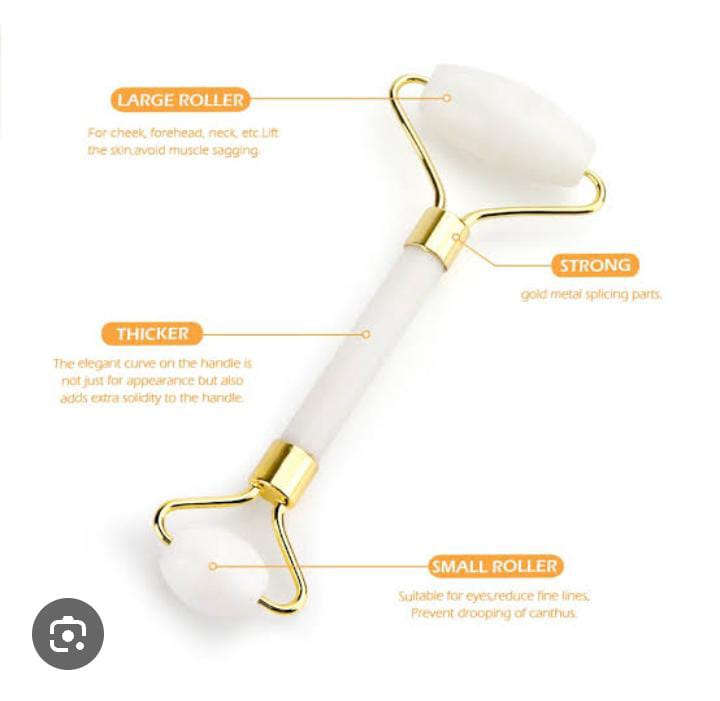 JADE FACIAL ROLLER + GUA SHA ; Skin Care Set For Face, Neck, Eye To Reduce Wrinkles & Relax Body Muscles