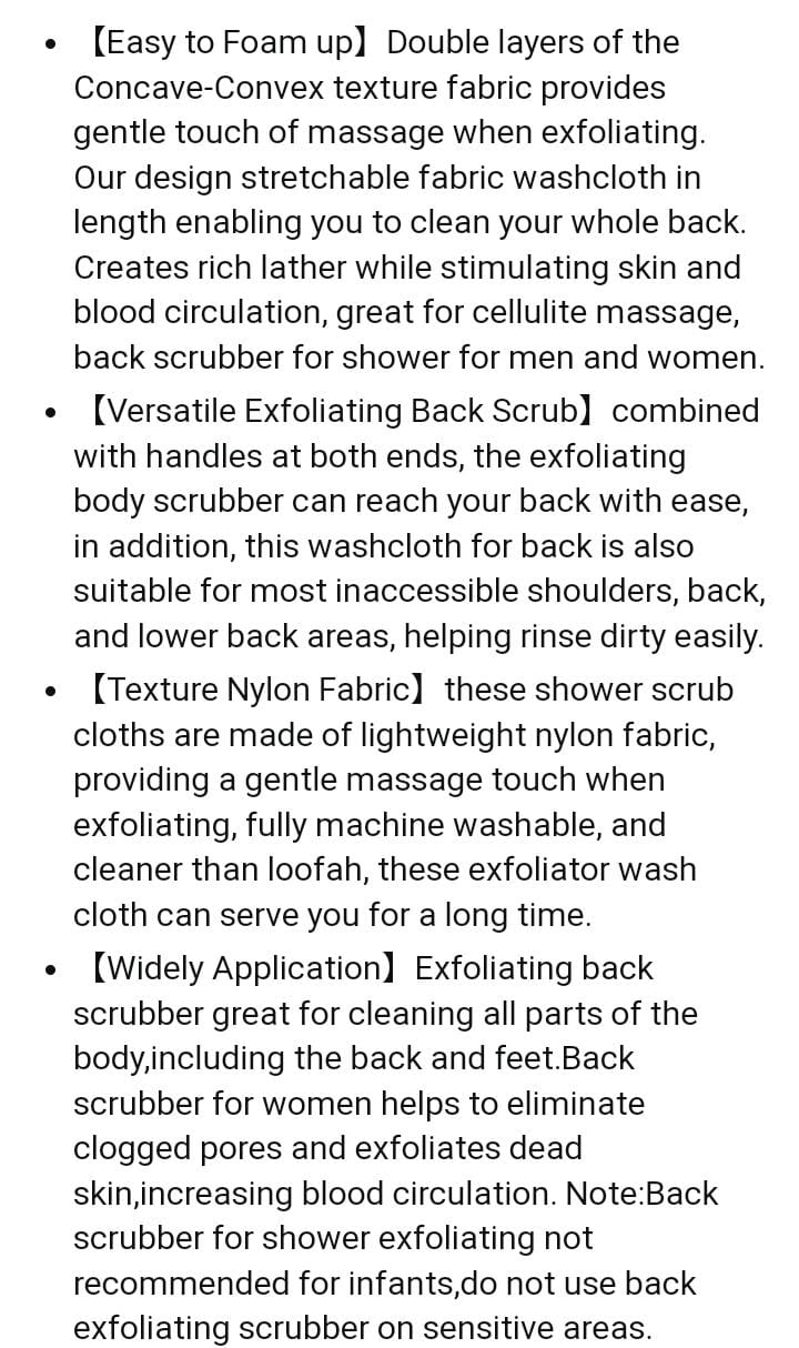 High Quality Exfoliating Back Scrubber With Handles,Personal Care Bath Accessories Exfoliating Body Cloth