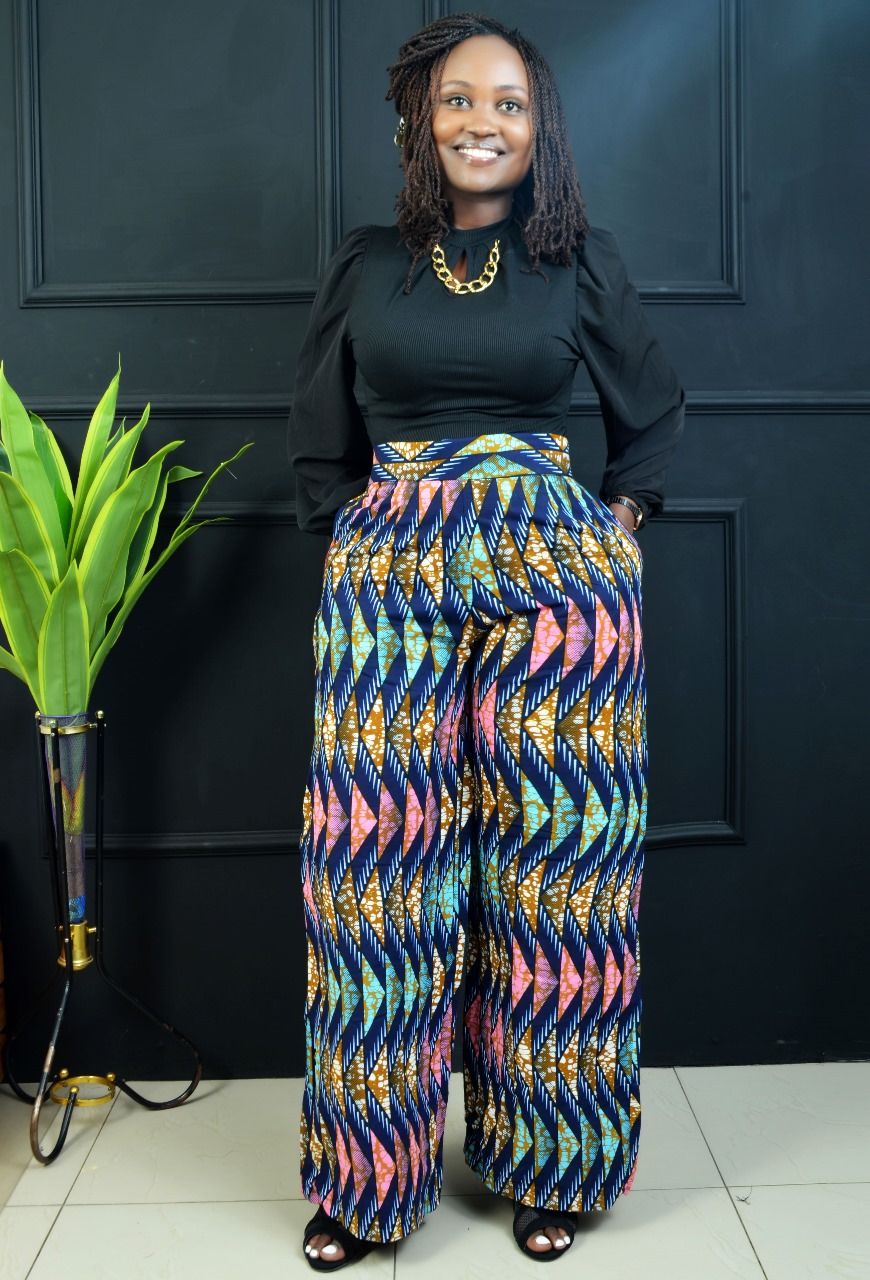 Unique custom-made ankara cotton wideleg pallazo pants