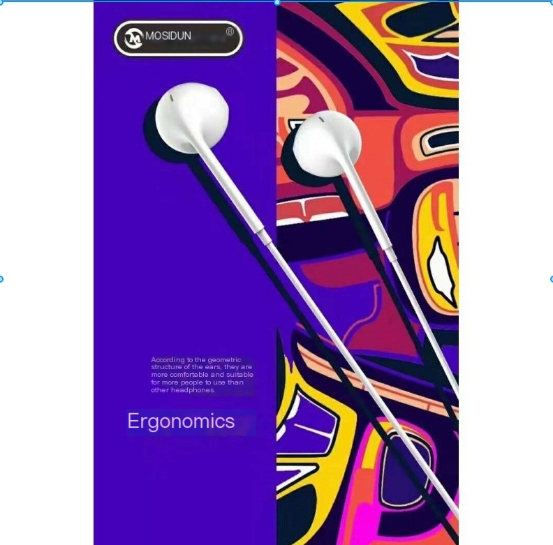 Mosidun M3a 115 ± 1CM wire length 3.5mm elbow flat ear sports karaoke earphones