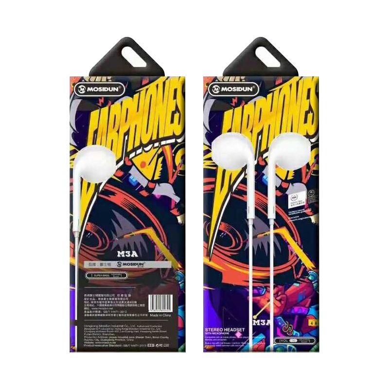 Mosidun M3a 115 ± 1CM wire length 3.5mm elbow flat ear sports karaoke earphones