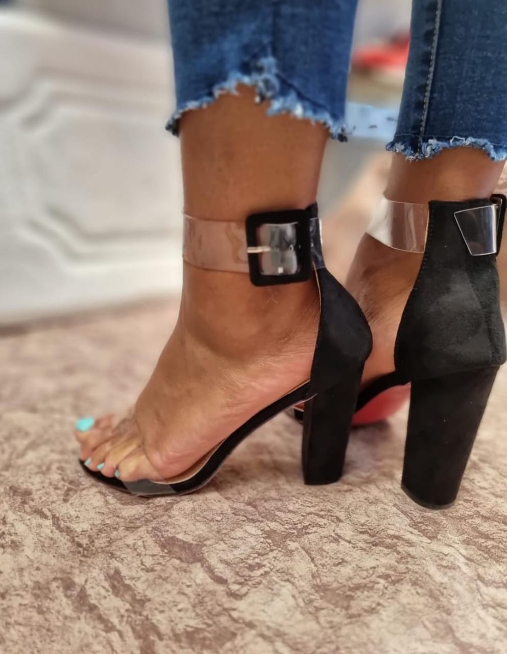 High Quality Suede Chunky Heels