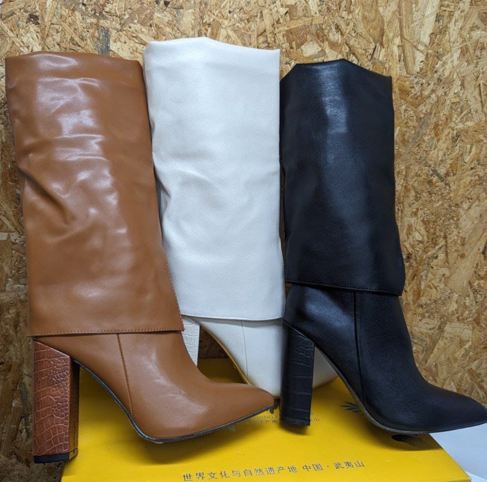 High Quality Knee high fold over Leather boots