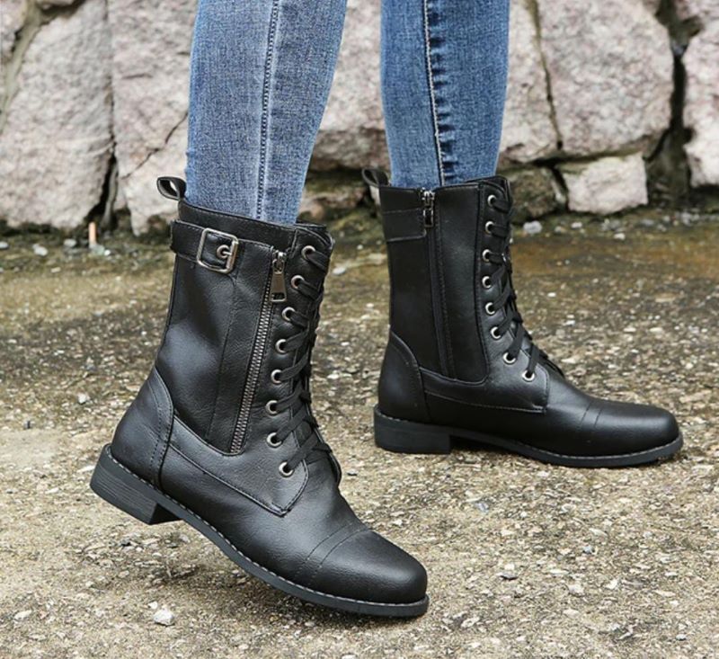 Good Deals Sale New Women's Ankle Boots Punk Gothic Platform Shoes Round Toe Cool Square Heel Ankle Boots Women's Shoes