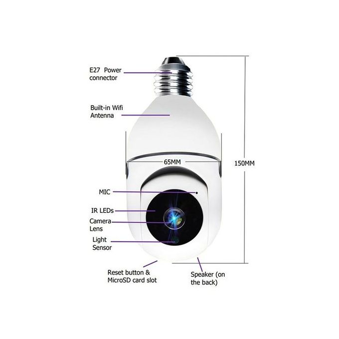 1080P CCTV CAMERA 360° PANORAMIC PTZ E27 BULB CCTV WiFi IP SECURITY HD CAMERA