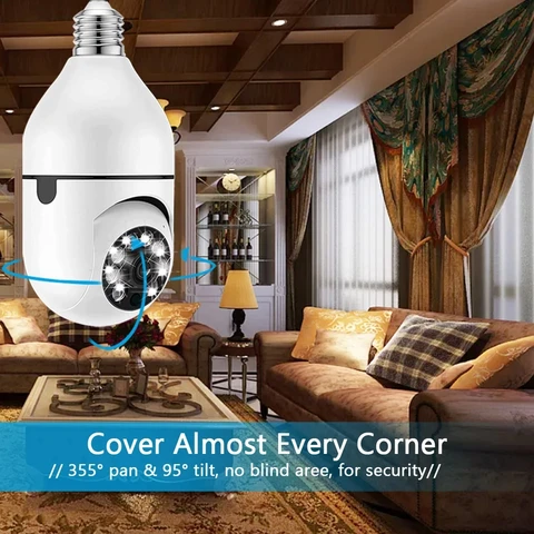 1080P CCTV CAMERA 360° PANORAMIC PTZ E27 BULB CCTV WiFi IP SECURITY HD CAMERA