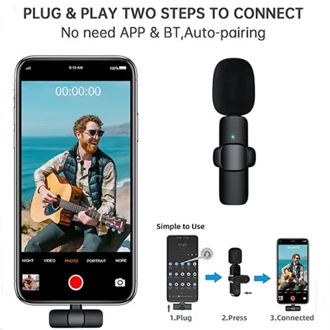 Wireless microphone double microphone FOR TYPE C& NORMAL USB PORT  phones only plug and play high quality sound recording,noise reduction,high precision microphone