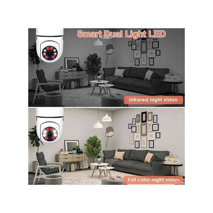 1080P CCTV CAMERA 360° PANORAMIC BULB CCTV WiFi IP PTZ PAN & TILT ROTATING CAMERA MOTION TRACKING,2WAY COMMUNICATION, SUPPORT SD CARD AND CLOUD STORAGE,FULL COLOR IMAGES ,ALARM AND MESSAGES NOTIFICATI