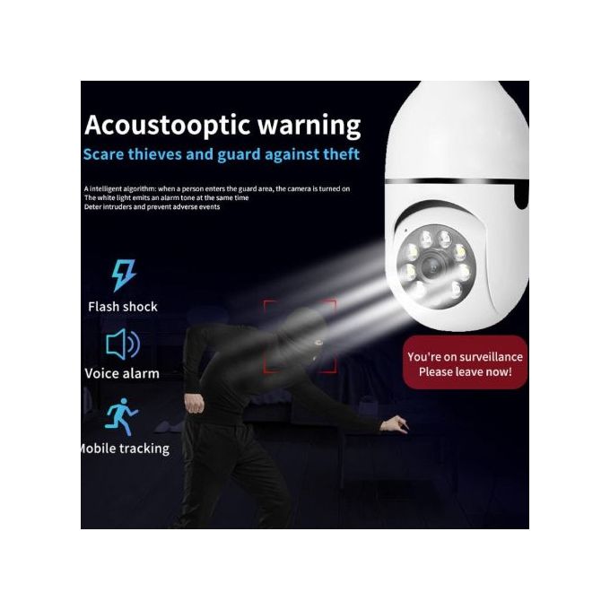 1080P CCTV CAMERA 360° PANORAMIC BULB CCTV WiFi IP PTZ PAN & TILT ROTATING CAMERA MOTION TRACKING,2WAY COMMUNICATION, SUPPORT SD CARD AND CLOUD STORAGE,FULL COLOR IMAGES ,ALARM AND MESSAGES NOTIFICATI