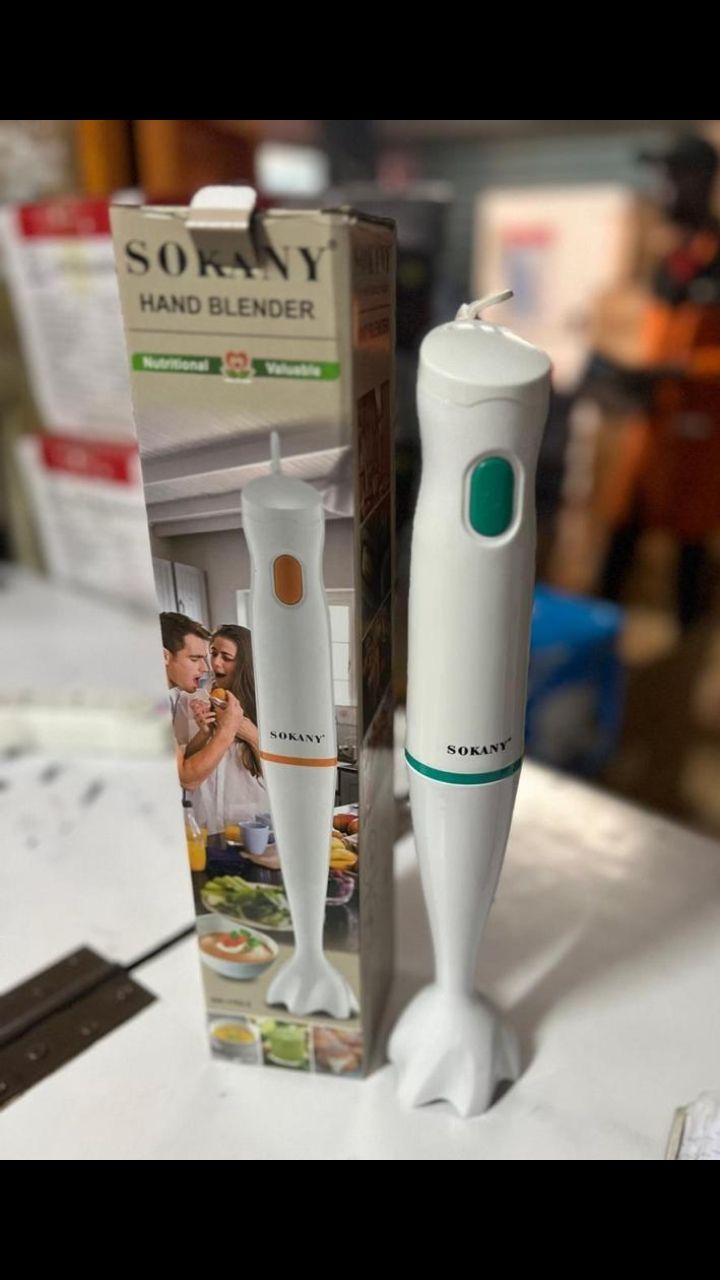 Sokany Hand Held Blender/ MixerTwo speeds and a pulse function for precise control
Stainless steel blades for durability and sharpness
Includes blending attachments for a variety of tasks
Dishwasher s