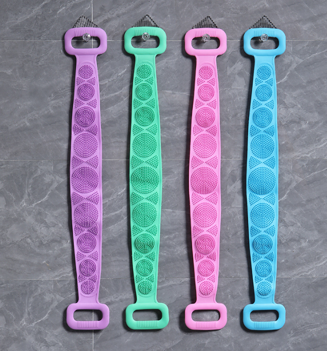 Silicone Body Scrubber Bath Brush Exfoliating Shower Brush Bath Belt Body Scrub Back Massage Brush Cleaning Strap Bathing Tools 1Pc