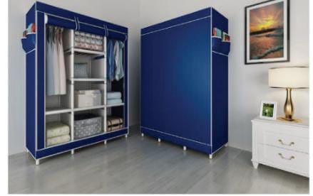 3Column Wooden Portable Wardroben portable wardrobes is used to keep all types of clothes in a style. The wardrobe has two columns to keep folded clothes and the other for hanging your clothes. It has