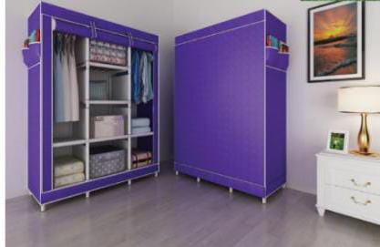 3Column Wooden Portable Wardroben portable wardrobes is used to keep all types of clothes in a style. The wardrobe has two columns to keep folded clothes and the other for hanging your clothes. It has
