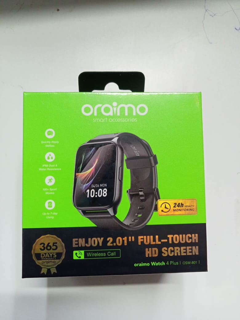 Oraimo Watch 4 Plus BT Call 2.01'' HD Large Screen Smart Watch,Make calls directly on your wrist, without the hassle of picking up your phone. Get more connected with single-chip Bluetooth