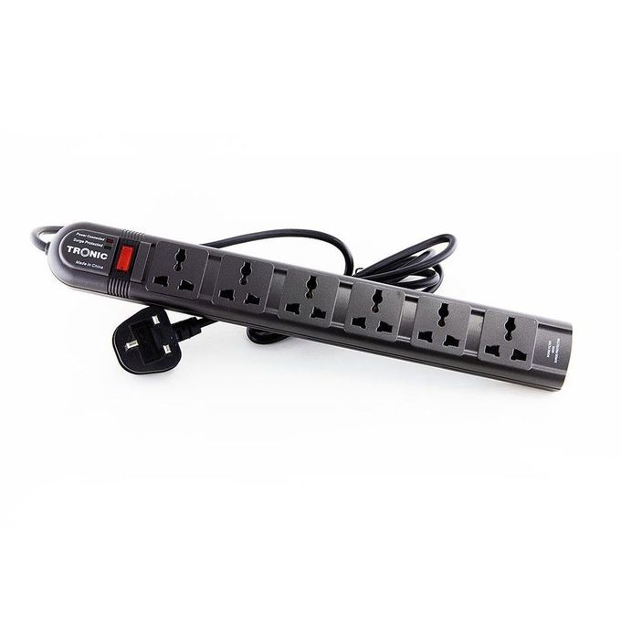 BEST  EXTENSION EVER Tronic Extension Cable Black Power Strip 6Way Surge, this extension cord with multi strip outlet plugs is ideal for office, study, bedroom, garage, kitchen and more.