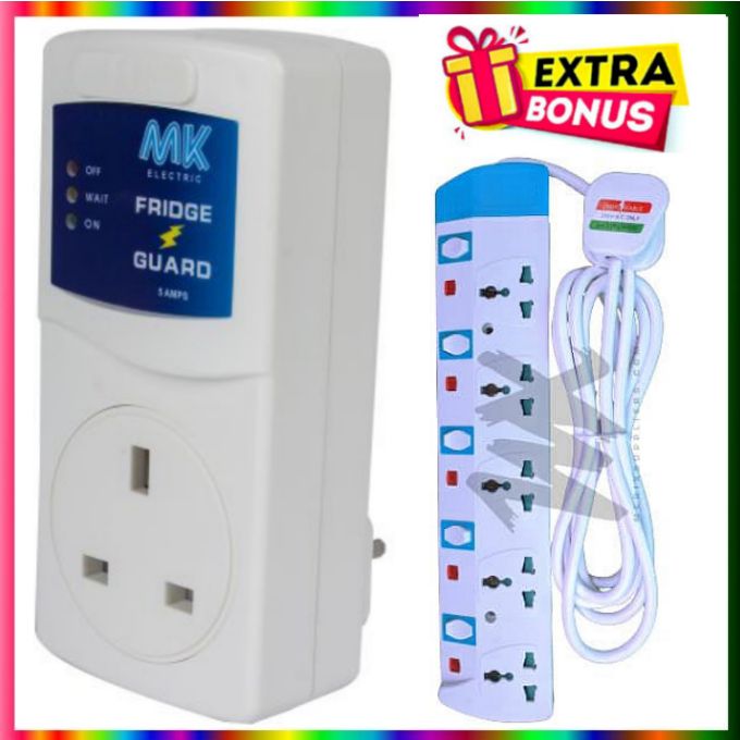 Power King Best Heavy Duty Power Extension For Fridge, Freezer, Regrigerator +Fridge Guard