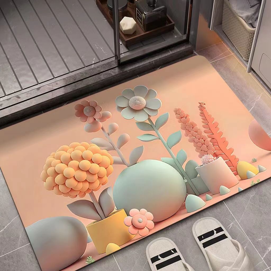 Hot-selling 3D oil painting diatom mud American pastoral absorbent mat non-slip mat Soft Comfortable Indoor Living Room bathroom door quick dry bathroom carpet toilet mat