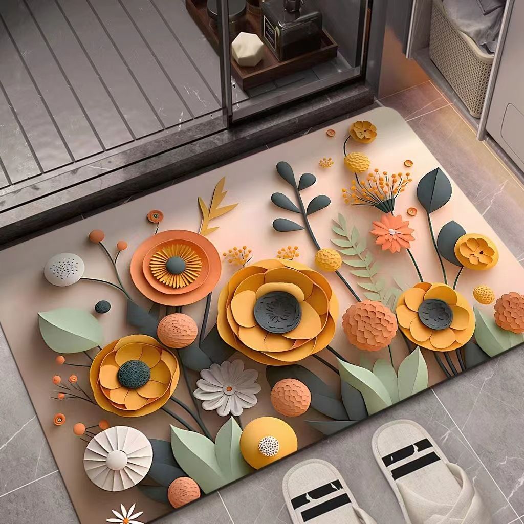Hot-selling 3D oil painting diatom mud American pastoral absorbent mat non-slip mat Soft Comfortable Indoor Living Room bathroom door quick dry bathroom carpet toilet mat