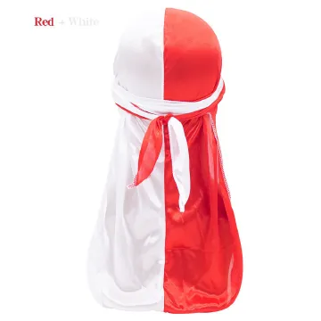 High Quality Double Color Headwraps Satin Hair Bonnets Two Tone Silky Durags Satin Long Tailed Headscarf Hat for Men Women 07