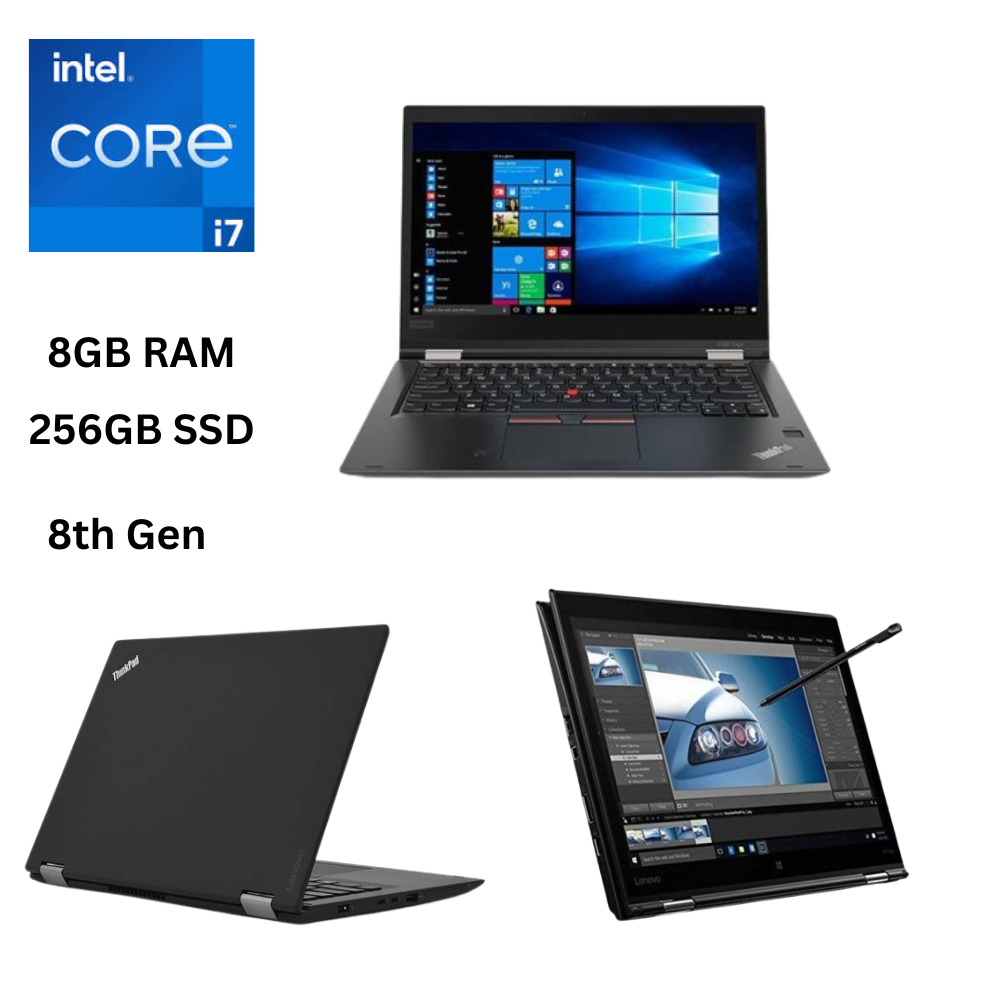 Lenovo ThinkPad X380 Yoga X360, Core i7 8GB RAM 256GB SSD 8th Generation Quad Core, 14 Inches FHD Display Touchscreen 2 in 1 Refurbished Laptop with stylus Pen