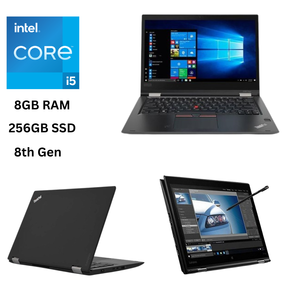 Lenovo ThinkPad X380 Yoga X360, Core i5 8GB RAM 256GB SSD 8th Generation Quad Core, 14 Inches FHD Display Touchscreen 2 in 1 Refurbished Laptop with stylus Pen