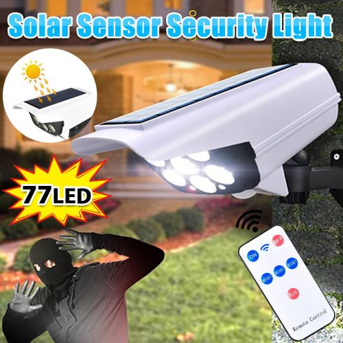 Solar Light 77 LED Solar Power PIR Motion Sensor Fake Camera Wall Light Outdoor Garden Lamp