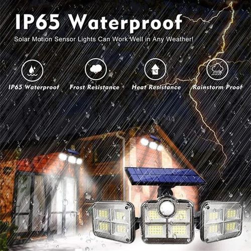 Solar Light Three Rotatable Heads Solar Motion Sensor Flood Lights Outdoor With Remote