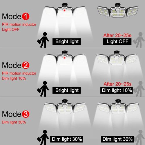 Solar Light 3 Head LED Solar Security Light PIR Motion Sensor Outdoor Garden Wall Flood Lamp