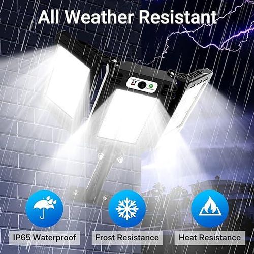 Solar Light Solar Lights Outdoor With Motion Sensor 3 Heads Solar Street Light, Security Lights Outdoor IP66 Waterproof 270° Wide-Angle Flood Light