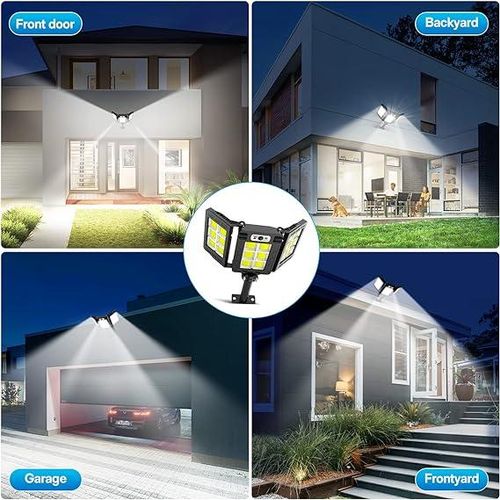 Solar Light Solar Lights Outdoor With Motion Sensor 3 Heads Solar Street Light, Security Lights Outdoor IP66 Waterproof 270° Wide-Angle Flood Light