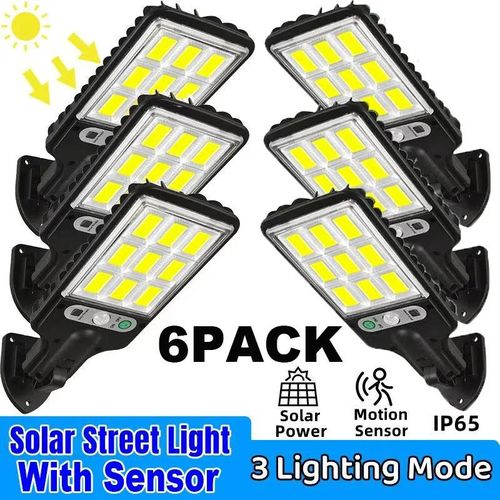 Solar Light 6 Pack COB Outdoor Solar Lights Motion Sensor Solar 3 Modes Waterproof Security Wall Lighting for Patio Garden Door Street Light