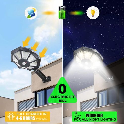 Solar Light Solar Street Lights Outdoor Wall Light with 168 LEDs 8 Light Solar Powered Outdoor Light Motion Sensor for Yard Street Lamp