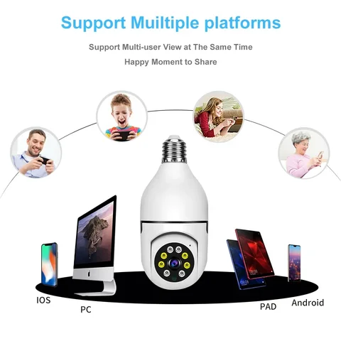 1080P CCTV WIFI CAMERA  360° PANORAMIC BULB CCTV WiFi IP PTZ PAN & TILT ROTATING CAMERA Light Bulb 1080P Security Wireless Camera Wifi Smart for home surveillance Screw into the E27 light bulb socket