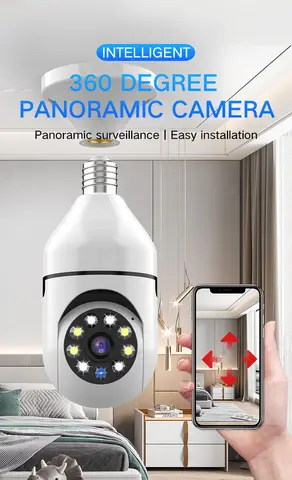 1080P CCTV WIFI CAMERA  360° PANORAMIC BULB CCTV WiFi IP PTZ PAN & TILT ROTATING CAMERA Light Bulb 1080P Security Wireless Camera Wifi Smart for home surveillance Screw into the E27 light bulb socket