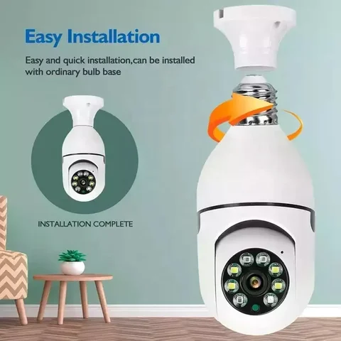 1080P CCTV WIFI CAMERA  360° PANORAMIC BULB CCTV WiFi IP PTZ PAN & TILT ROTATING CAMERA Light Bulb 1080P Security Wireless Camera Wifi Smart for home surveillance Screw into the E27 light bulb socket