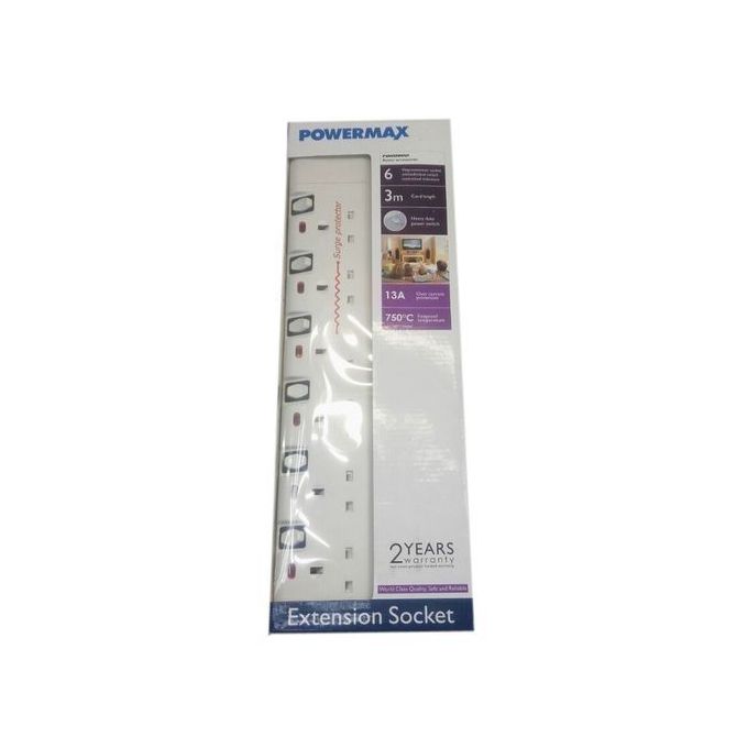 Power Max Heavy Duty 6 Way Extension With Surge Protector