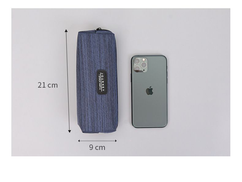 Canvas Blue Pencil Case Solid Color Stripes Simple Pencil Bags for Student Cosmetic Bag New Stationery School bag