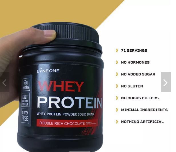 Line One 100% Whey Protein Mass Gainer Double Chocolate 500g - Fast Muscle Growth - Post-Workout