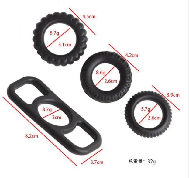 4 in 1 Kit Different Size Multiple Play Adult Silicone Sex Toy Delay Ring Penis Cock Lock Ring for Men Male Couple - image 4