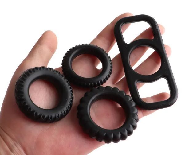 Ejaculation Delay for Men, 4 in 1 Kit Different Size Multiple Play Adult Silicone Sex Toy Delay Ring Penis Cock Lock Ring for Men Ejaculation Delay