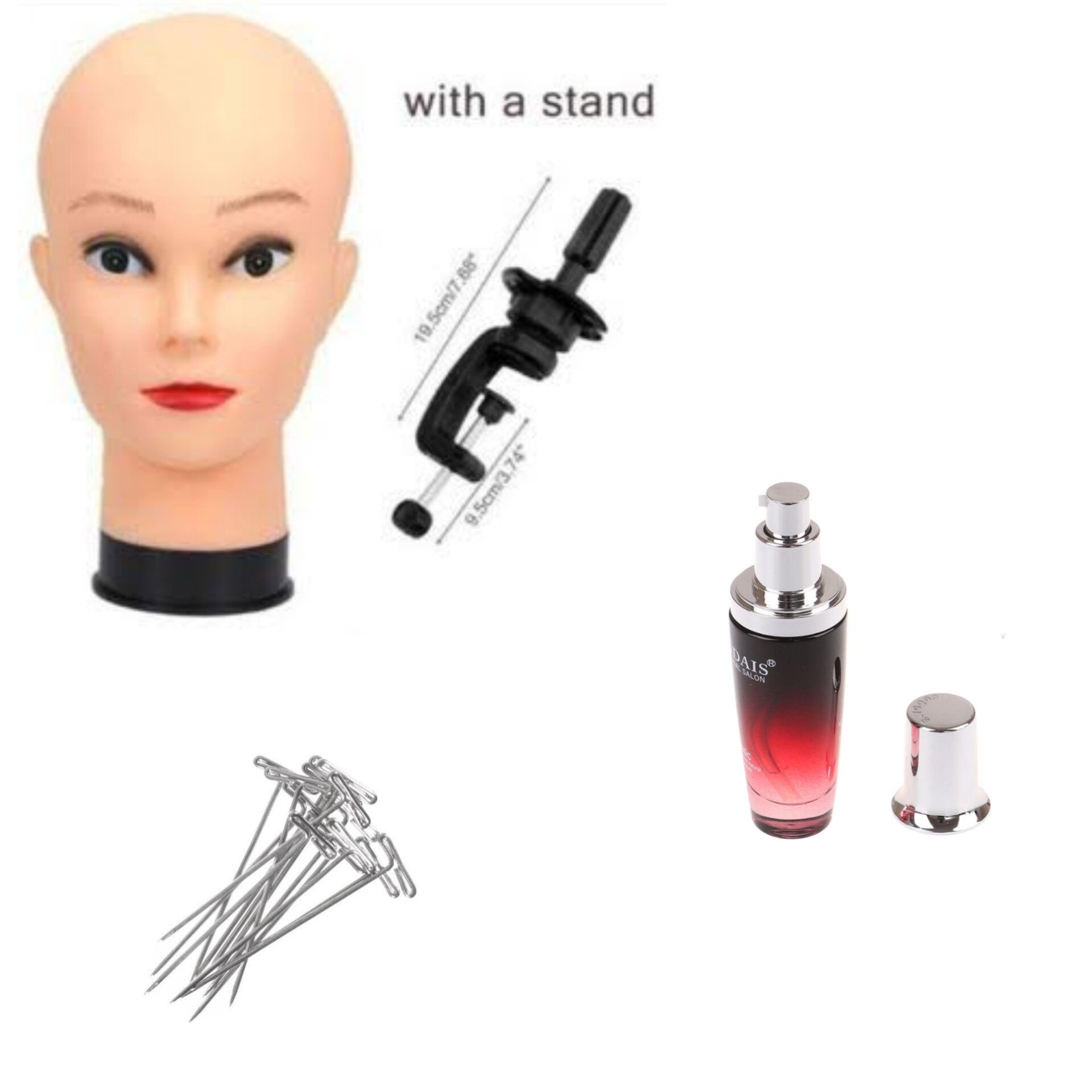 Bald dummy head , table stand , Tpins , hair serum