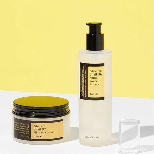 COSRX Advanced Snail 96 Mucin Power Essence + Advanced Snail 92 All In One Cream. Moisturizes, Remove Dark Spots, Scars, Prevent Aging & Breakouts, Repairs & Smooths
