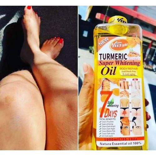 VEET GOLD Turmeric Oil Whitening & Brightening Body Oil - Clears Knuckles Removes Dirt & Impurities Super Whitening Clears Dark Thighs Anti Dark Spots Body Oil