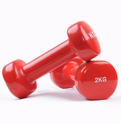 2 pieces x 2kg(4kg total) Vinyl Jogging Dumbbell Weights Set Cast Iron Dumbell Home Gym Exercise Training