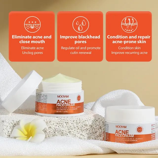 ACNE  FACE REMOVAL CREAM FAST VEGAN  EFFECTIVE FACE CARE CLEARS ACNE AND BLACK HEADS LACTIC ACID INFUSED MOISTURIZER FIRMING CREAM SHRINKS PORES NOURISHES SKIN SKIN REVITALIZER