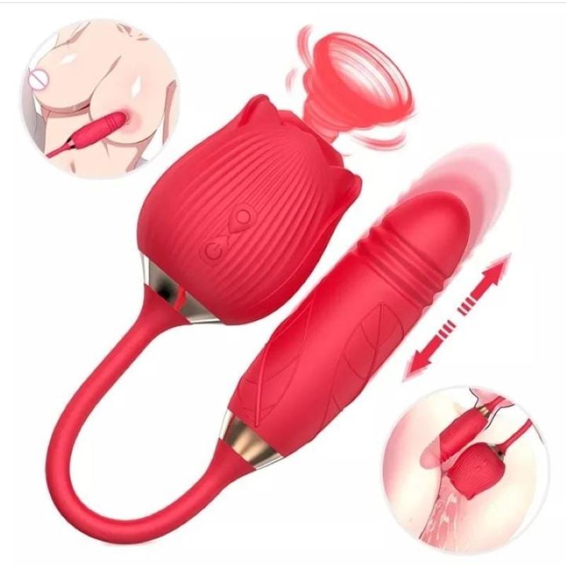 Double Head Rose Vibrator Vagina Nipple Sucking Vibrator Thrusting Clitoris Stimulator Sucker Sex Toys for Adults view 2