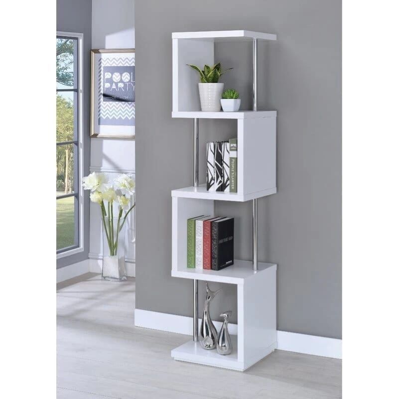 RESTOCKED Decor Stand /Bookshelf Size 150x30x30cm White and silver