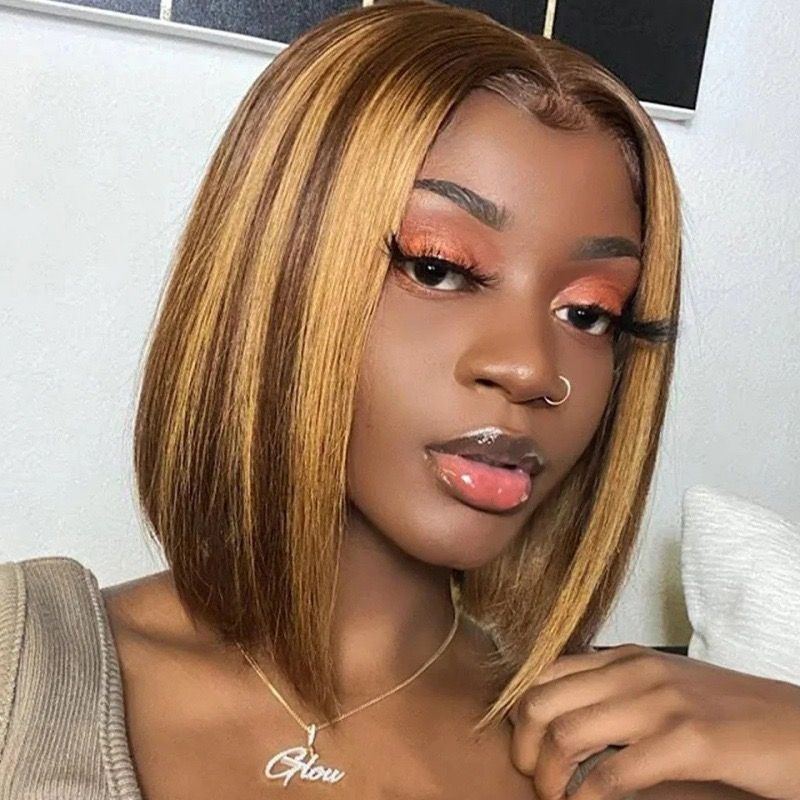 Collection of 10 inch Straight Bobs 13*4 Frontal Lace 100% Human Hair Wig Colors